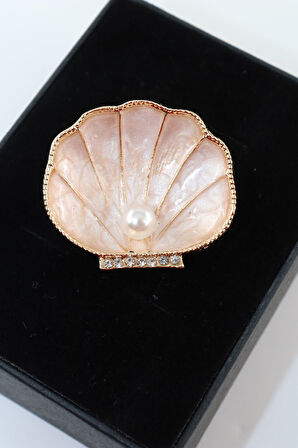 İncili istiridye kabuğu broş. Yaka iğnesi incili istiridye kabuğu broş. Kadın broş. İnci broş