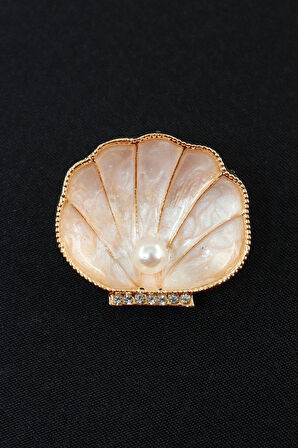 İncili istiridye kabuğu broş. Yaka iğnesi incili istiridye kabuğu broş. Kadın broş. İnci broş
