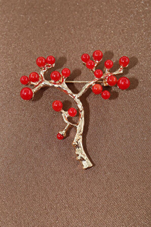 Kırmızı frenk üzümü broş. Yaka iğnesi frenk üzümü broş. Tasarım broş. Kadın broş. Frenk üzümü broş.