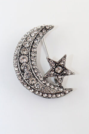 Taşlı Ay yıldız broş. Yaka iğnesi ay yıldız broş. Taşlı broş. Erkek broş. Kadın broş. Ay yıldız broş
