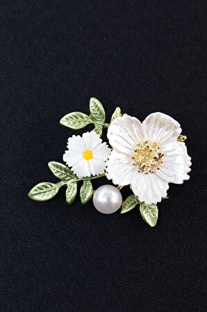 Bahar Çiçeği Incili Broş. Yaka Iğnesi Broş. Çiçek Broş. Taşlı Broş. Kadın Broş, Inci Broş. Broş