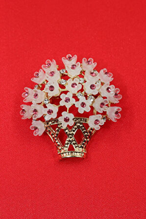 Çiçek Buketi Broş. Taşlı Broş. Çiçek Broş. Gold Broş. Yaka Iğnesi Broş. Kadın Broş. Broş.