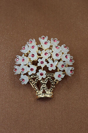 Çiçek Buketi Broş. Taşlı Broş. Çiçek Broş. Gold Broş. Yaka Iğnesi Broş. Kadın Broş. Broş.