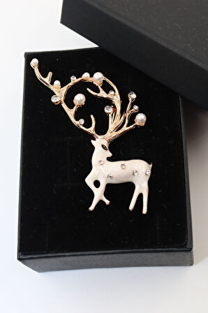 Ren Geyiği Broş. Taşlı Broş. Gold Broş. Yaka Iğnesi Broş. Kadın Broş. Geyik Broş. Broş.