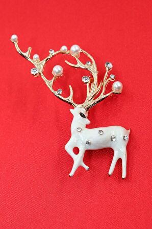 Ren Geyiği Broş. Taşlı Broş. Gold Broş. Yaka Iğnesi Broş. Kadın Broş. Geyik Broş. Broş.