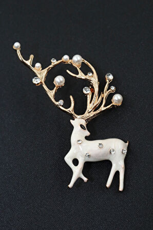 Ren Geyiği Broş. Taşlı Broş. Gold Broş. Yaka Iğnesi Broş. Kadın Broş. Geyik Broş. Broş.