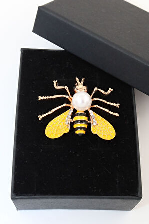 Taşlı Incili Arı Broş. Yaka Iğnesi Broş. Taşlı Broş, Incili Broş. Kadın Broş. Arı Broş. Gold Broş.