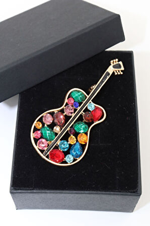Gold Renkli, Gitar Broş. Taşlı Broş. Yaka Iğnesi Broş. Kadın Broş. Erkek Broş. Gitar Broş. Gold Broş