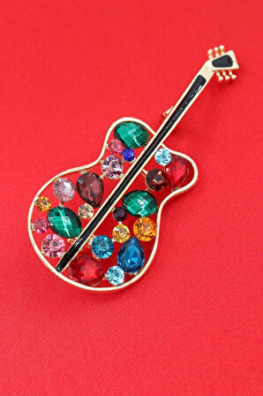 Gold Renkli, Gitar Broş. Taşlı Broş. Yaka Iğnesi Broş. Kadın Broş. Erkek Broş. Gitar Broş. Gold Broş