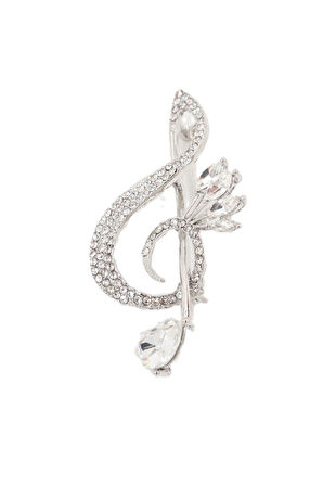 Gümüş Renkli, Nota Anahtarı Broş. Yaka Iğnesi Broş. Taşlı Tasarım Broş. Kadın Broş. Broş.