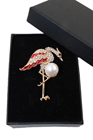 İbikli Hüdhüd Kuşu Broş. Taşlı Broş, Incili Broş. Yaka Iğnesi Broş. Kadın Broş. Hüthüt Kuşu Broş.