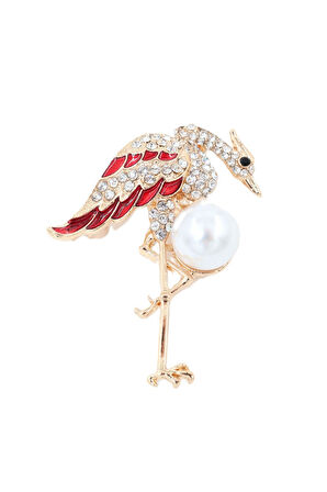 İbikli Hüdhüd Kuşu Broş. Taşlı Broş, Incili Broş. Yaka Iğnesi Broş. Kadın Broş. Hüthüt Kuşu Broş.