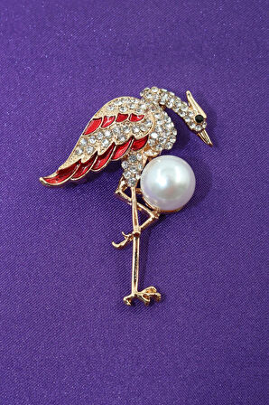 İbikli Hüdhüd Kuşu Broş. Taşlı Broş, Incili Broş. Yaka Iğnesi Broş. Kadın Broş. Hüthüt Kuşu Broş.