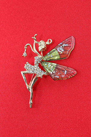 Peri Kızı Broş. Taşlı Tasarım Broş. Gold Renk Peri Kızı Broş. Yaka Iğnesi Broş. Kadın Broş. Broş.