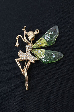 Peri Kızı Broş. Taşlı Tasarım Broş. Gold Renk Peri Kızı Broş. Yaka Iğnesi Broş. Kadın Broş. Broş.