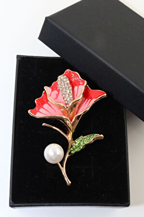 Japon Gülü Broş. Taşlı Tasarım Broş, Incili Broş. Yaka Iğnesi Broş. Kadın Broş. Broş.