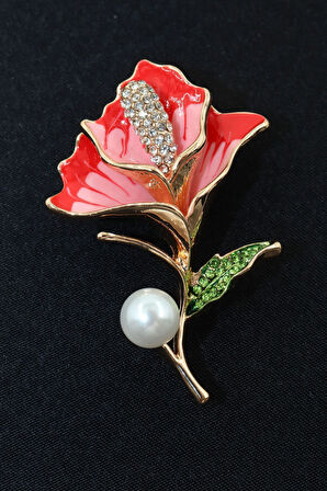 Japon Gülü Broş. Taşlı Tasarım Broş, Incili Broş. Yaka Iğnesi Broş. Kadın Broş. Broş.