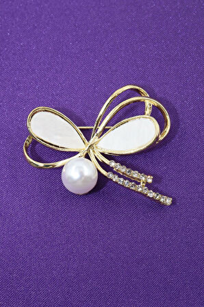 Taşlı Incili Fiyonk Broş. Yaka Iğnesi Broş. Taşlı Broş, Incili Broş, Gold Broş. Kadın Broş. Broş.