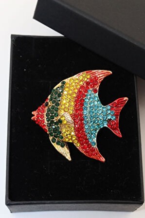 Melek Balığı Broş. Taşlı Broş, Yaka Iğnesi Broş. Kadın Broş. Erkek Broş. Balık Broş. Unisex Broş