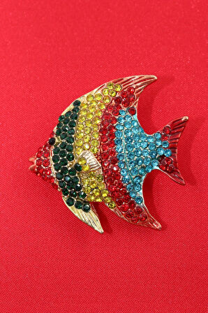 Melek Balığı Broş. Taşlı Broş, Yaka Iğnesi Broş. Kadın Broş. Erkek Broş. Balık Broş. Unisex Broş