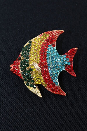 Melek Balığı Broş. Taşlı Broş, Yaka Iğnesi Broş. Kadın Broş. Erkek Broş. Balık Broş. Unisex Broş