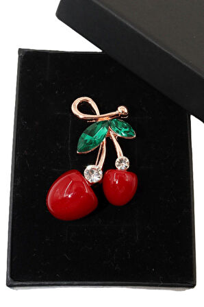 Kiraz Broş. Yaka Iğnesi Broş. Taşlı Broş. Kadın Broş. Erkek Broş. Gold Broş. Unisex Broş.