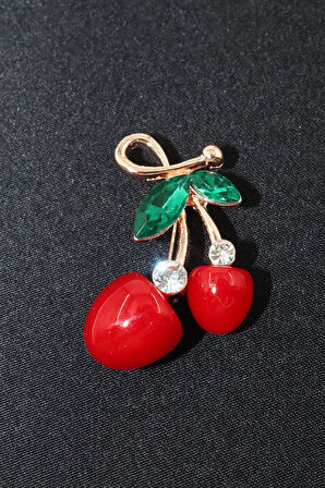 Kiraz Broş. Yaka Iğnesi Broş. Taşlı Broş. Kadın Broş. Erkek Broş. Gold Broş. Unisex Broş.