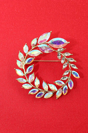 Zeytin Dalı Çelenk Broş. Yaka Iğnesi Broş. Taşlı Broş. Kadın Broş. Erkek Broş. Gold Zeytin Dalı Broş