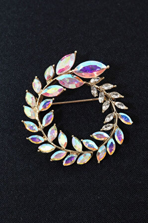 Zeytin Dalı Çelenk Broş. Yaka Iğnesi Broş. Taşlı Broş. Kadın Broş. Erkek Broş. Gold Zeytin Dalı Broş