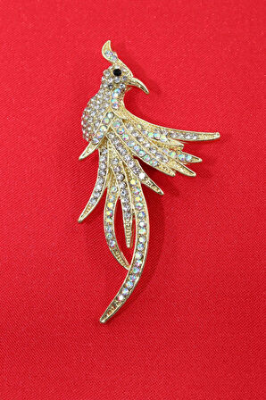 Anka Kuşu Broş. Taşlı Tasarım Anka Kuşu Broş Yaka Iğnesi Broş. Kadın Broş. Broş. Gold Broş.