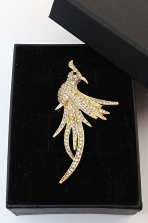 Anka Kuşu Broş. Taşlı Tasarım Anka Kuşu Broş Yaka Iğnesi Broş. Kadın Broş. Broş. Gold Broş.