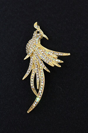 Anka Kuşu Broş. Taşlı Tasarım Anka Kuşu Broş Yaka Iğnesi Broş. Kadın Broş. Broş. Gold Broş.