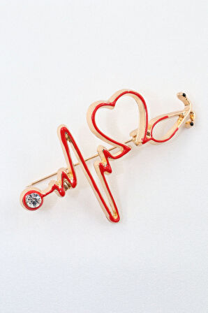 Stetoskop doktor broş. Taşlı tasarım broş. Yaka iğnesi broş. Kadın broş. Erkek broş. Broş.