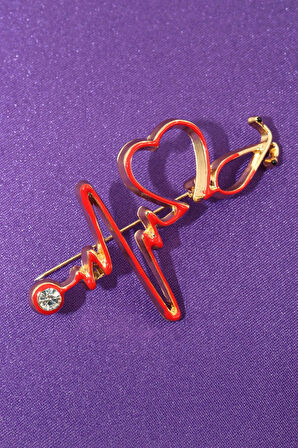 Stetoskop doktor broş. Taşlı tasarım broş. Yaka iğnesi broş. Kadın broş. Erkek broş. Broş.