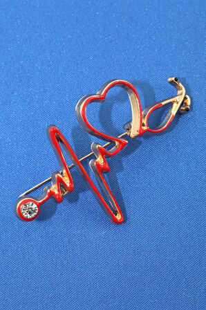 Stetoskop doktor broş. Taşlı tasarım broş. Yaka iğnesi broş. Kadın broş. Erkek broş. Broş.