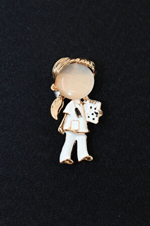 Hemşire broş. Taşlı tasarım broş. Yaka iğnesi broş. Kadın broş. Erkek broş. Broş