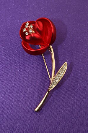 Gelincik Çiçeği Broş. Taşlı Broş. Kırmızı Gelincik Broş. Yaka Iğnesi Broş. Kadın Broş. Çiçek Broş.