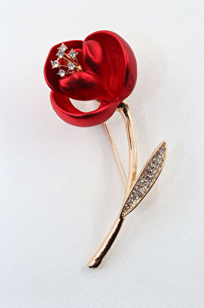 Gelincik Çiçeği Broş. Taşlı Broş. Kırmızı Gelincik Broş. Yaka Iğnesi Broş. Kadın Broş. Çiçek Broş.