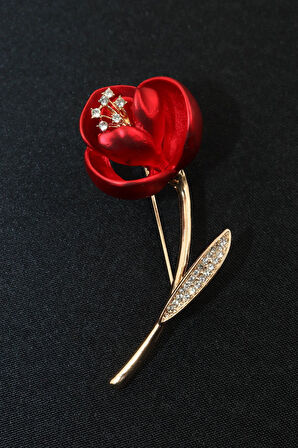 Gelincik Çiçeği Broş. Taşlı Broş. Kırmızı Gelincik Broş. Yaka Iğnesi Broş. Kadın Broş. Çiçek Broş.