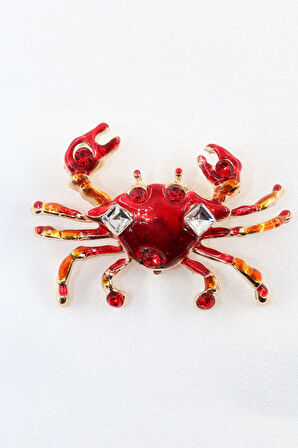 Yengeç broş. Taşlı tasarım broş. Yaka iğnesi broş. Kadın broş. Broş. Erkek broş. Unisex