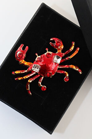 Yengeç broş. Taşlı tasarım broş. Yaka iğnesi broş. Kadın broş. Broş. Erkek broş. Unisex