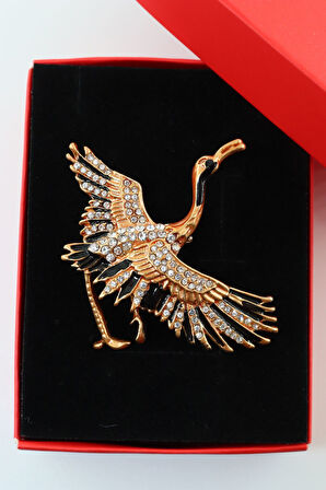 Turna broş. Taşlı tasarım broş. Yaka iğnesi broş. Kadın broş. Broş. Erkek broş. Unisex.