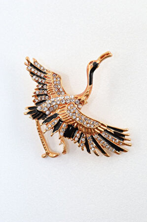 Turna broş. Taşlı tasarım broş. Yaka iğnesi broş. Kadın broş. Broş. Erkek broş. Unisex.