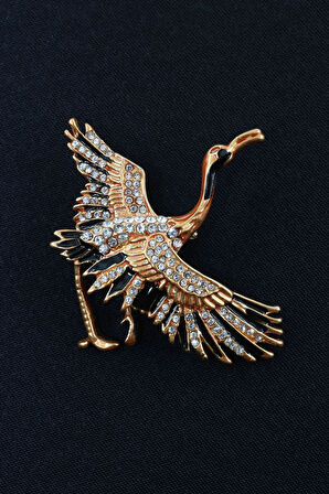 Turna broş. Taşlı tasarım broş. Yaka iğnesi broş. Kadın broş. Broş. Erkek broş. Unisex.