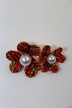 Taşlı Akşamsefası Çiçeği Broş. Taşlı Broş, Incili Broş. Yaka Iğnesi Broş. Kadın Broş. Çiçek Broş.