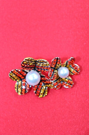 Taşlı Akşamsefası Çiçeği Broş. Taşlı Broş, Incili Broş. Yaka Iğnesi Broş. Kadın Broş. Çiçek Broş.