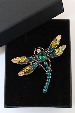 Yusufçuk broş. Yusufçuk taşlı tasarım broş, Yaka iğnesi broş. Kadın broş. Broş. Erkek broş. Unisex.