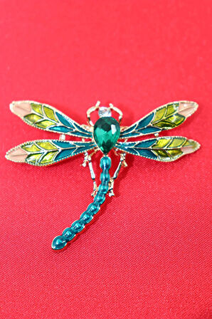 Yusufçuk broş. Yusufçuk taşlı tasarım broş, Yaka iğnesi broş. Kadın broş. Broş. Erkek broş. Unisex.