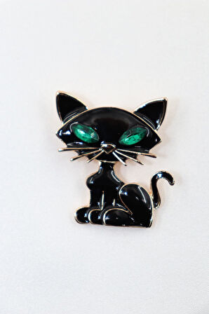 Kedi broş. Taşlı tasarım broş. Yaka iğnesi broş. Kadın broş. Broş. Erkek broş. Unisex