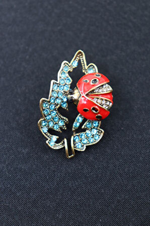 Yapraklı Uğur Böceği Broş. Taşlı Tasarım, Uğur Böceği Broş. Kadın Broş. Broş. Erkek Broş. Unisex.